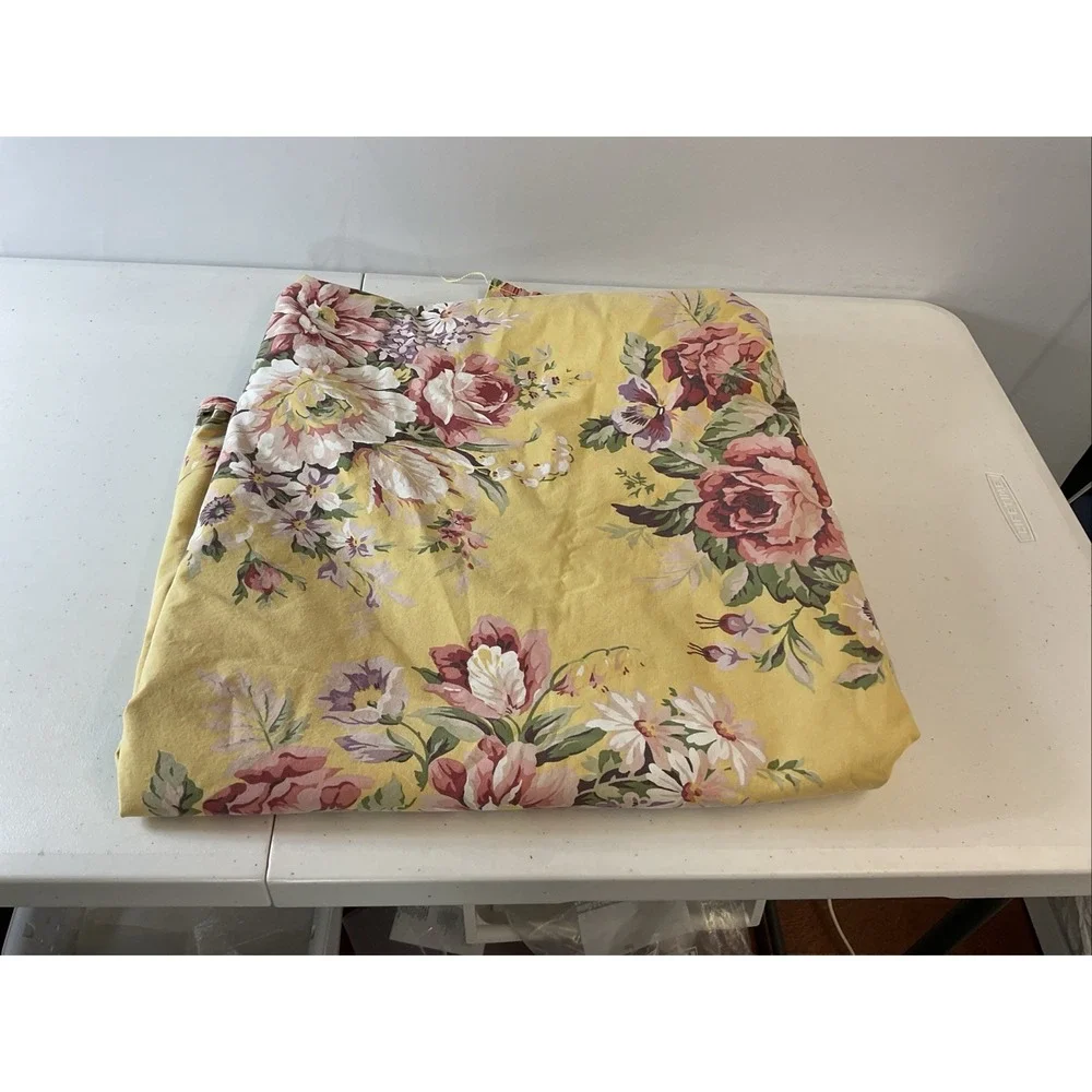 Ralph Lauren Kathleen Twin Flat Sheet Yellow Floral Roses. Blue Label For Parts